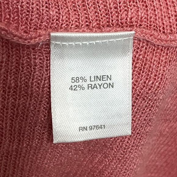 J Jill Linen Blend 3/4 Sleeve Wide Neck Oversized Pink Sweater Shirt Top Size S - Picture 6 of 8